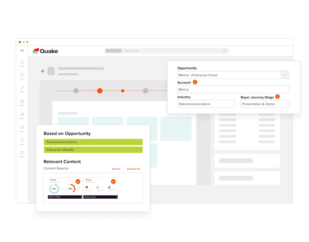 Screenshot of sales content dashboard.